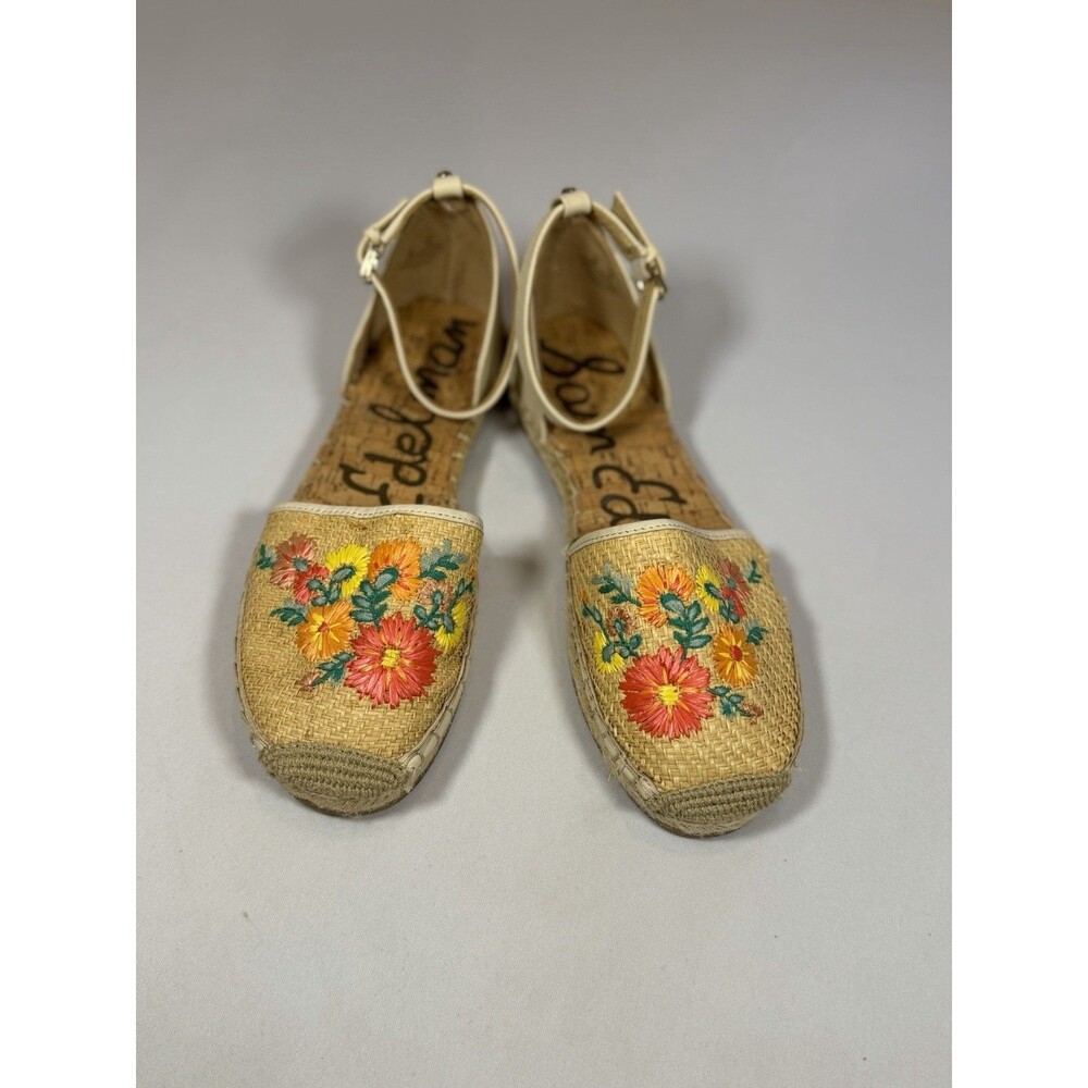 Sam Edelman Jamie 2 Espadrille Flats 8M Floral Embroidered Raffia - Picture 12 of 12
